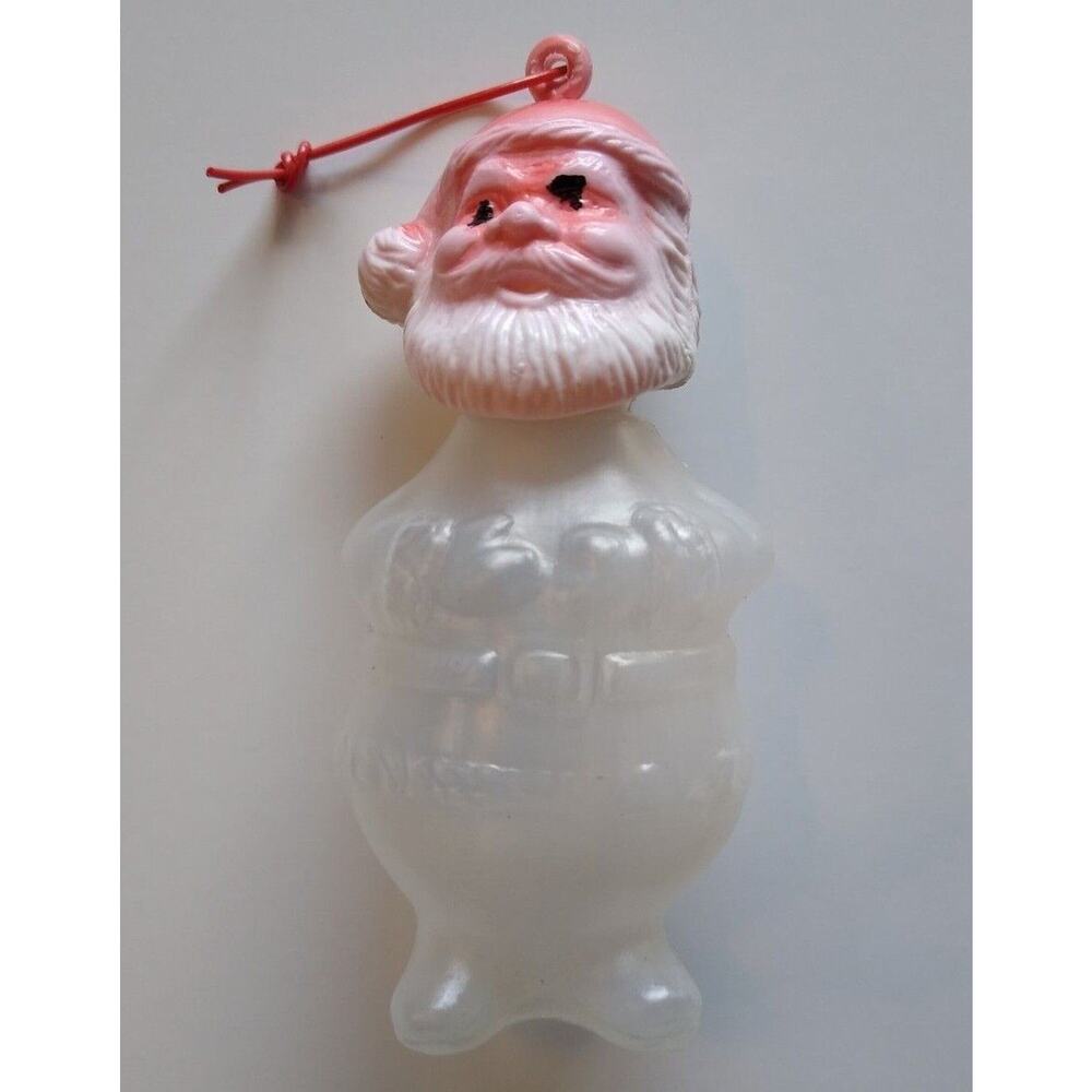 Santa Claus St Nick Christmas Candy Container Ornament Hong Kong Vintage Plastic